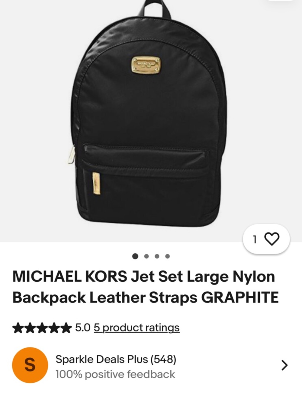Michael KorsBlack Nylon Backpack with Gold Hardware - Picture 9 of 9
